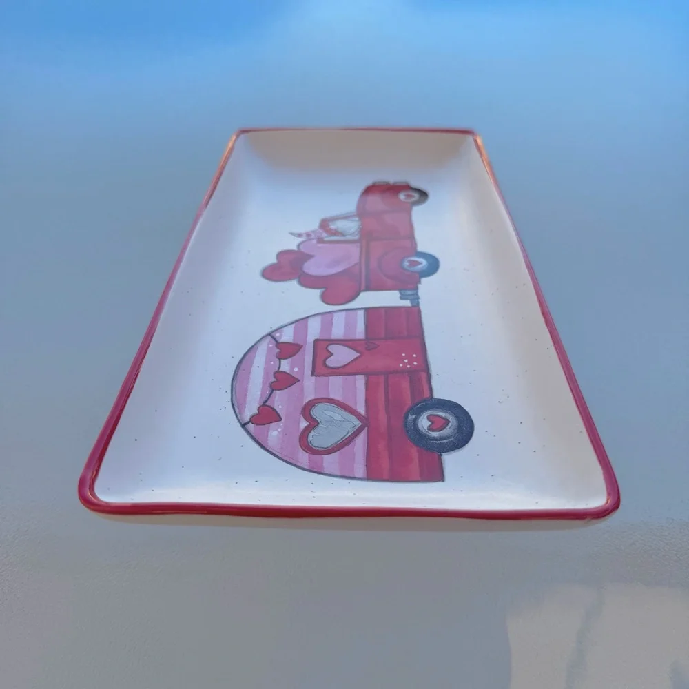 Sheffield Home Valentine Camping Gnome Rectangle Ceramic Serving Tray